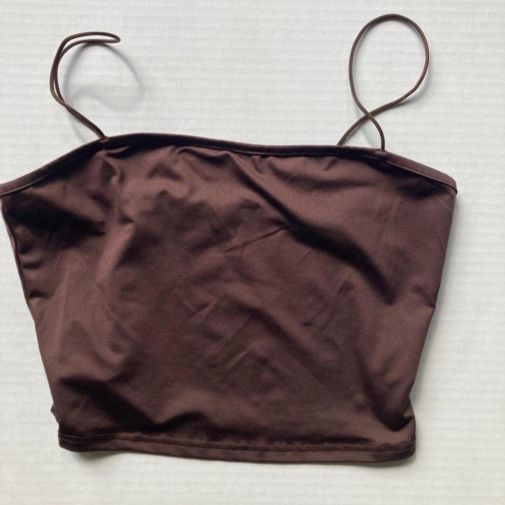 Cider brown stretch crop tank top Y2K minimalist